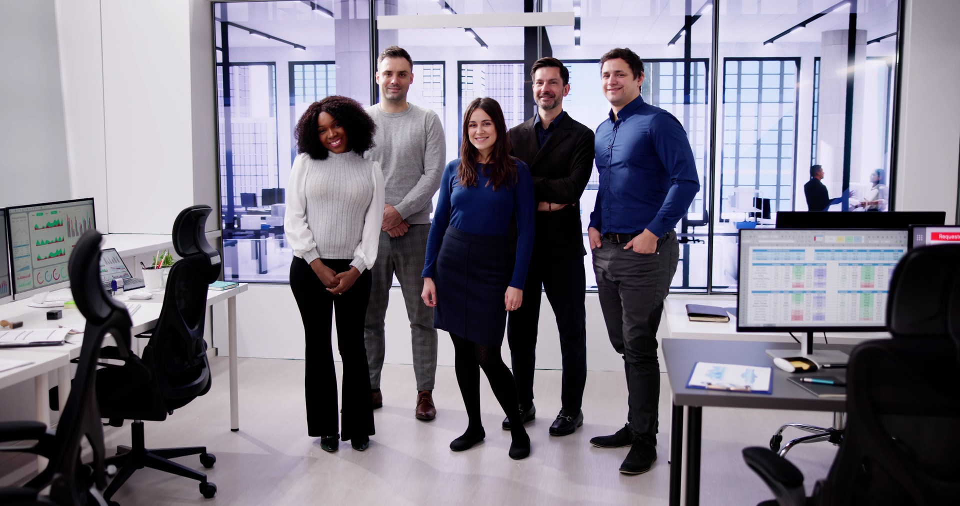 Happy Group Of Business People Standing